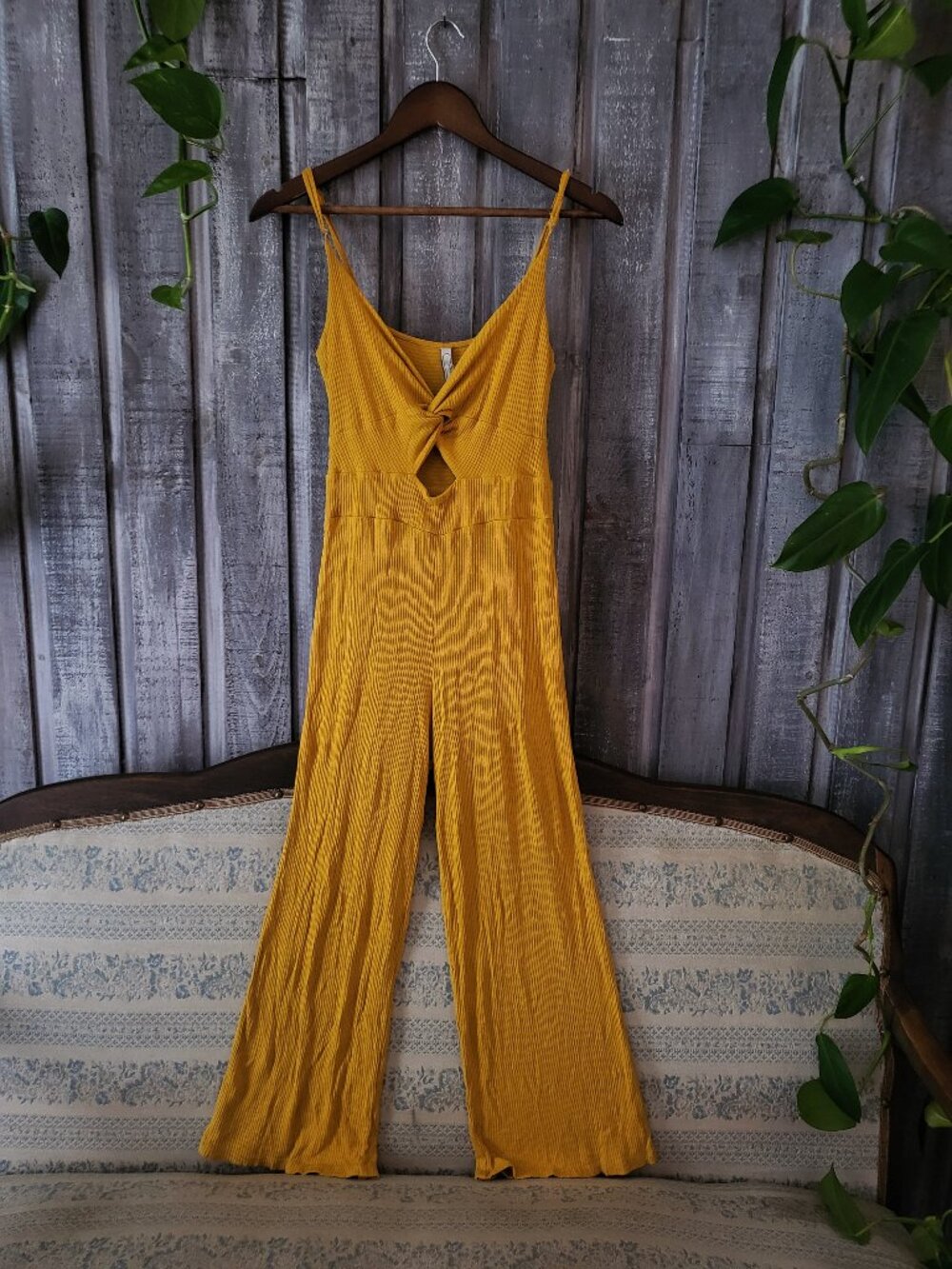 Sybilla Collection Mustard Yellow Ribbed Knit Jumpsuit M